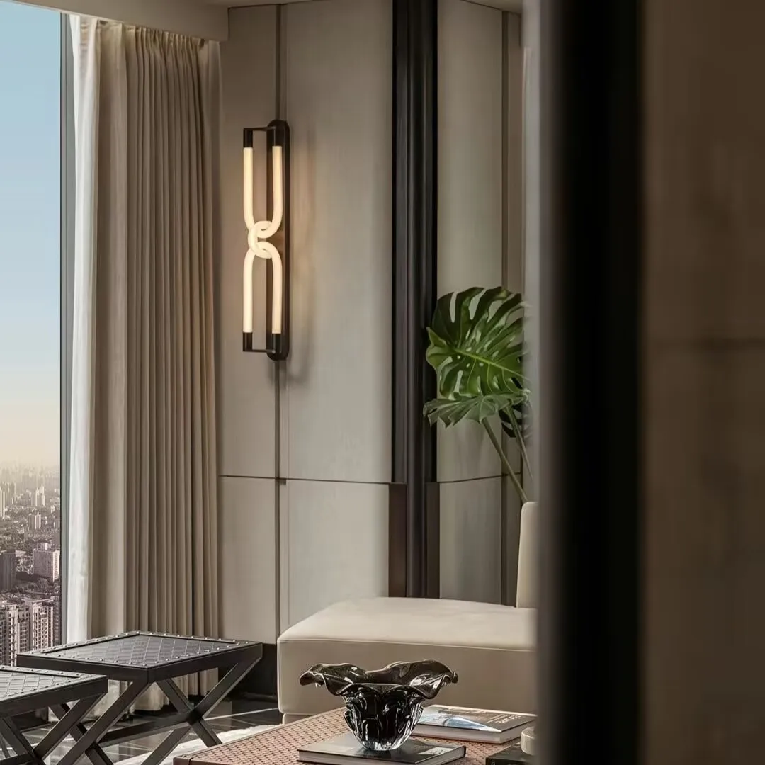 Modern minimalist luxury hallway wall lamp, simple long strip popular lamp, luxurious and elegant acrylic curved tube wall lamp