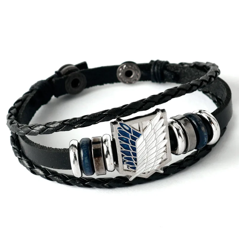Attack on Titan Logo Leather Bracelet for Boys