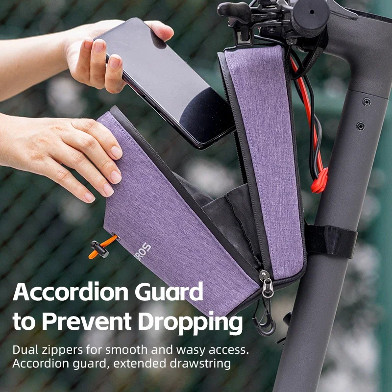 ROCKBROS 1.5L Folding Bicycle Bag Electric Scooter Bike Hanging Bag Cycling Mountain Bike Handlebar Bag With 750ml Water Bottle