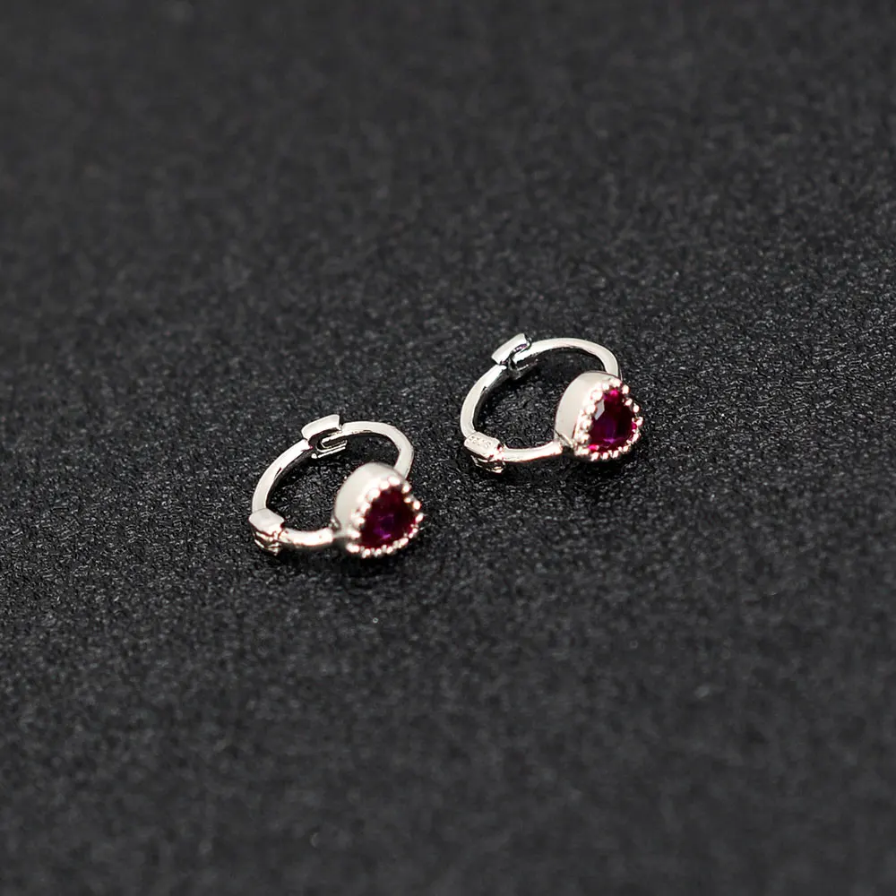 Huggies Earrings Purple white Green Blue Red Square Heart Silver Color Small Hoop Earrings for Women Girls Wedding Jewelry