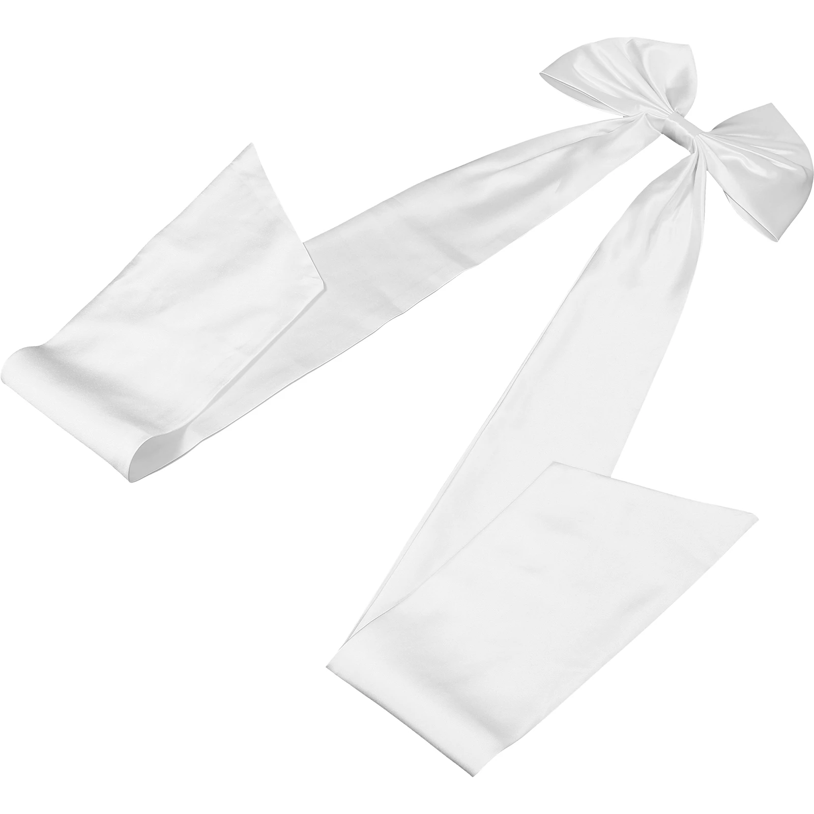 

Elegant White Satin Wedding Train Detachable Oversized Gown Accessory Long Bridal Bowknot Decoration Church Ceremony Dress Back