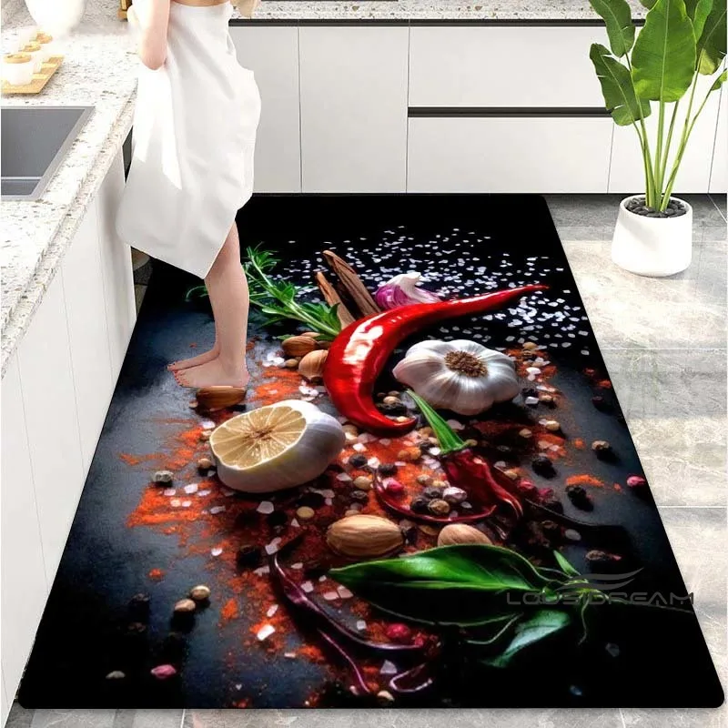 New 3D Color Vegetable Seed Spice Kitchen Carpet Doormat Bedroom Home Floor Mat Decorative Living Room Carpet Corridor Carpet