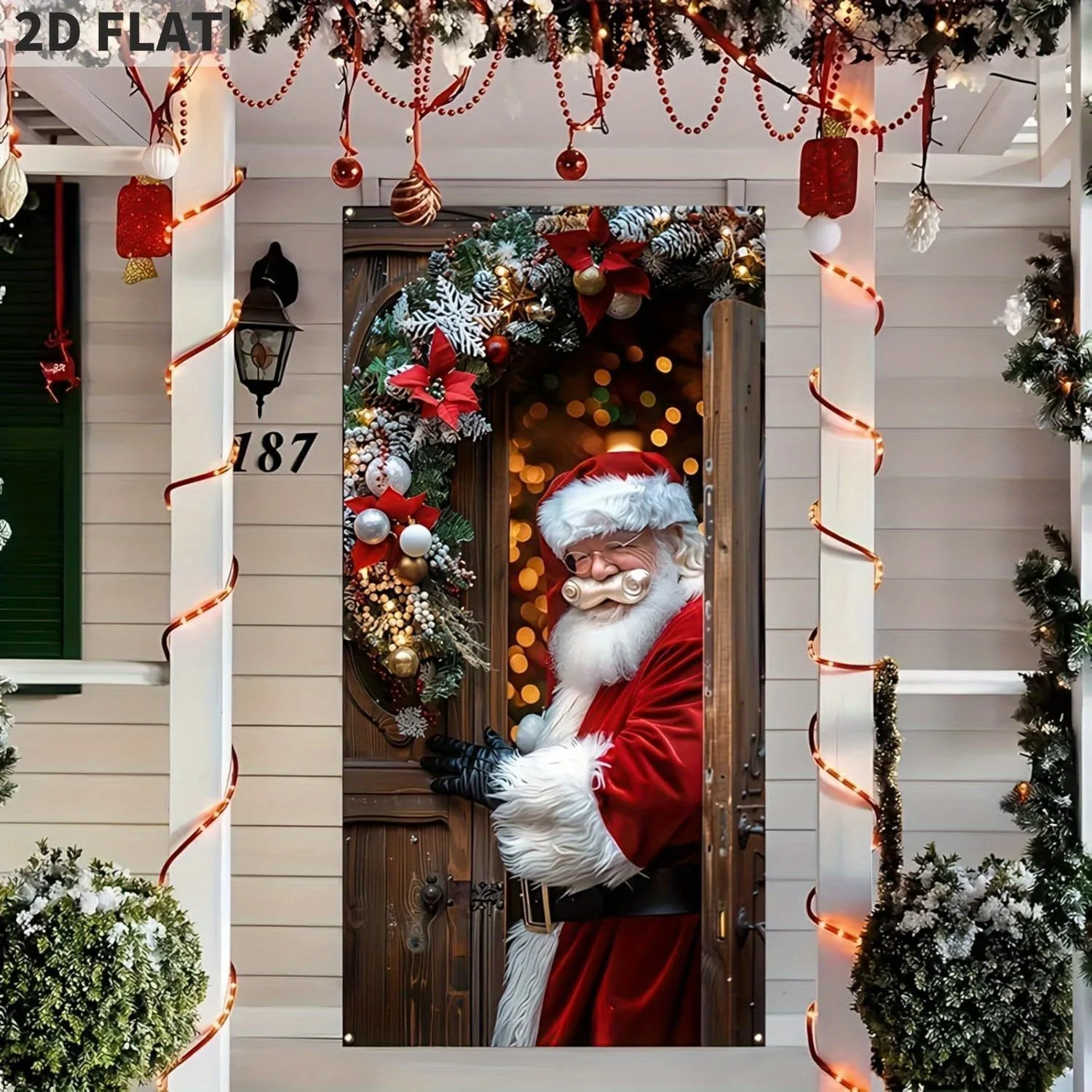 

Merry Christmas Door Cover Christmas Hanging Banner Santa Door Cover Cloth Polyester Xmas Door Cover Christmas Door Decorations