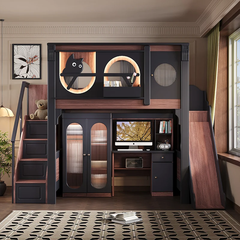 Veiligheid Dubbeldekker Kinderbedden Beschermrails Nordic Custom Moderne Stijl Kinderen Bedden Frame Slide Camas Infantiles Meubels Thuis