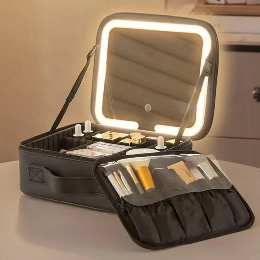 조명, 거울, LED 메이크업 가방, 배터리, 대용량 메이크업 가방, 수납함, 수납 가방, 다기능 메이크업 박스