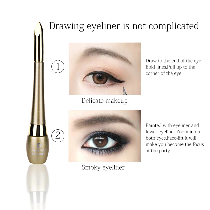 Hengfang Liquid Professional Eyeliner Makeup Golden Double Ended Eyeliner Make Up Long Lasting WaterproofEye Liner Pencil TSLM1