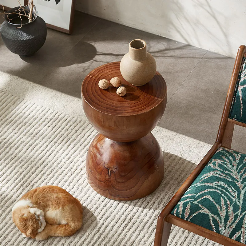 Log pier funnel-shaped retro stump ornament round wooden coffee table B & B designer side table