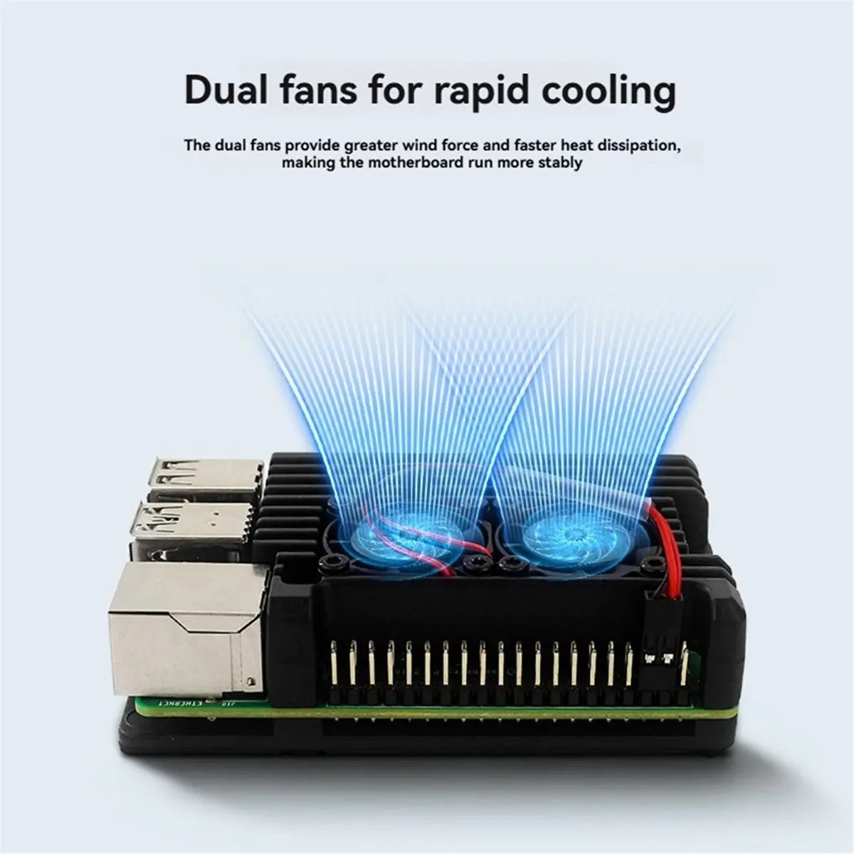 

(BAAY) For Raspberry Pi 4B Aluminum Case with Dual Cooling Fan Metal Shell Enclosure for RPI Raspberry Pi 4B