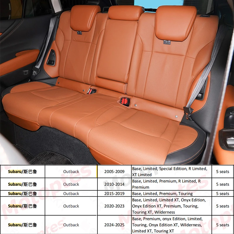 Custom Fit Car Accessories Seat Covers 5 Seat Top Quality Leather for 2005-2025 Subaru Outback