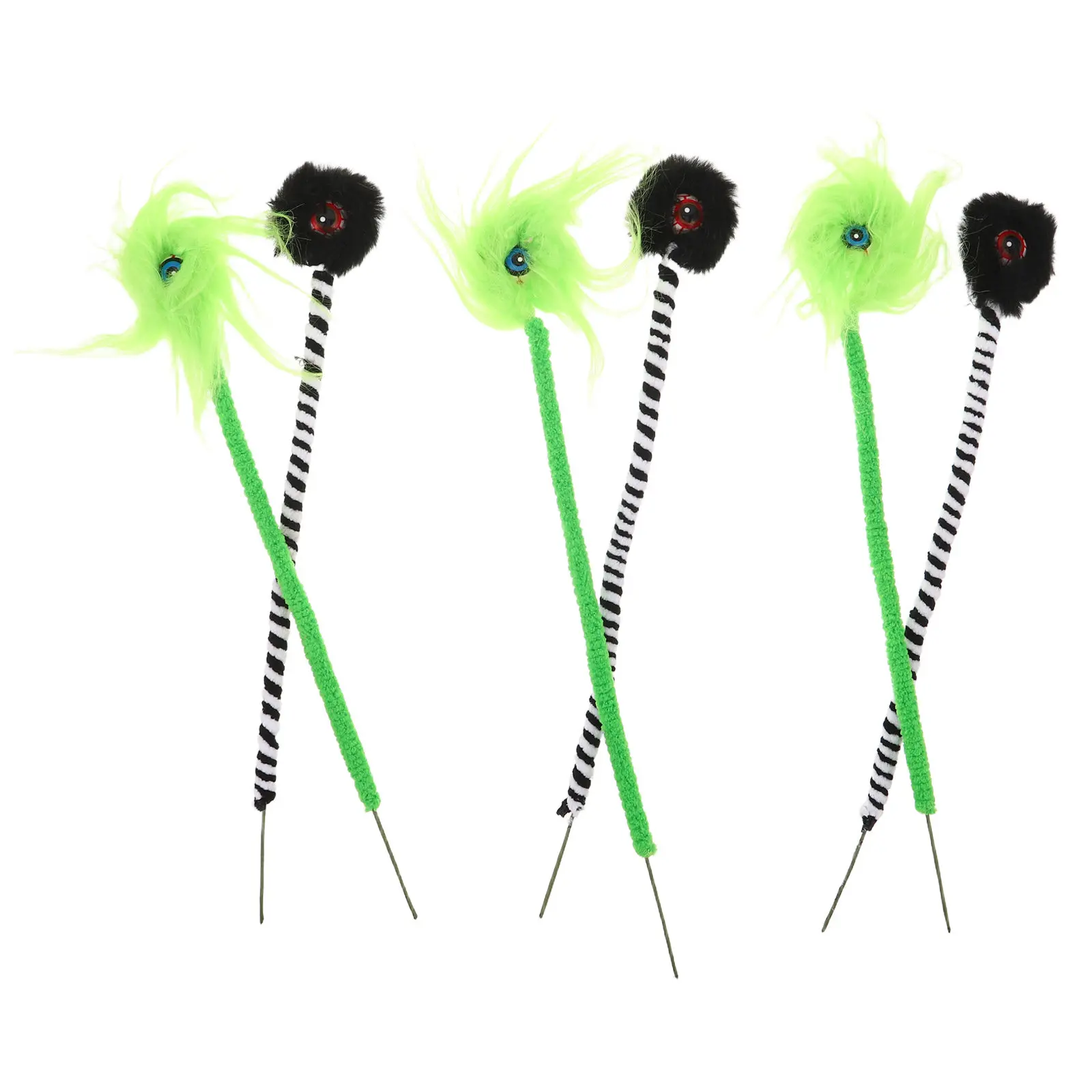 6Pcs Evil Eye Decorations Halloween Tree Picks with Striped Stems Spooky Floral Stem for Wreath Making DIY Craft Supplies