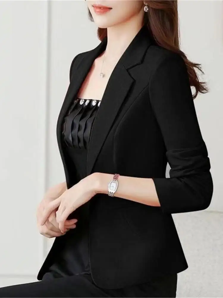 

Slim Fit Ladies' Spring Autumn New Sle Casual Versatile ort Sve Long Coat Cleanfit Quali Faionable Korean Version