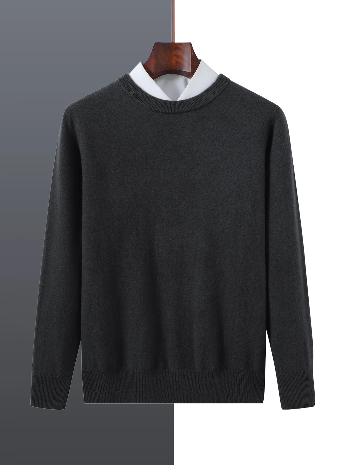 Basic 100% Merino Wool Men's Sweater Autumn Winter Male Knitted Pullover Long Sleeve Clothing Tops Cashmere Blouse O-Neck Fleece