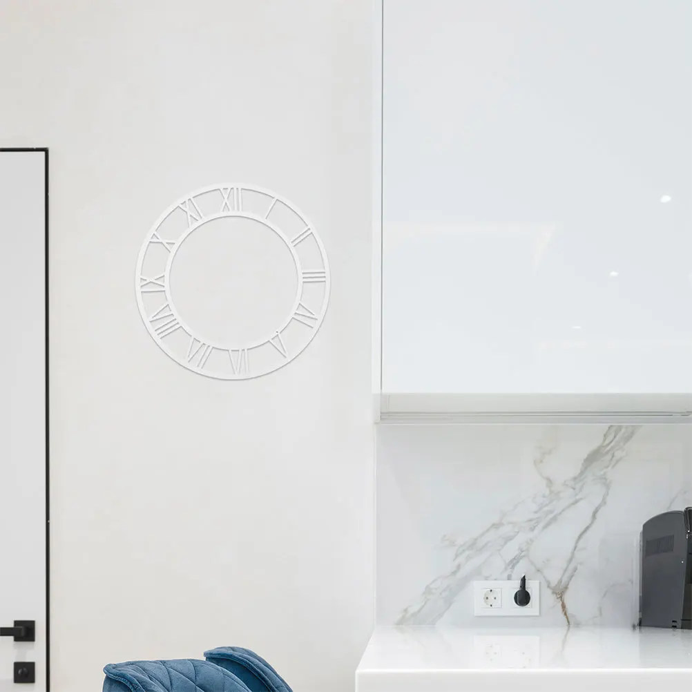 

2pcs Decorative Mirror Wall Clock Round Roman Numeral Acrylic Face Strong Adhesive For Living Room Hotel Entryway Modern Dial