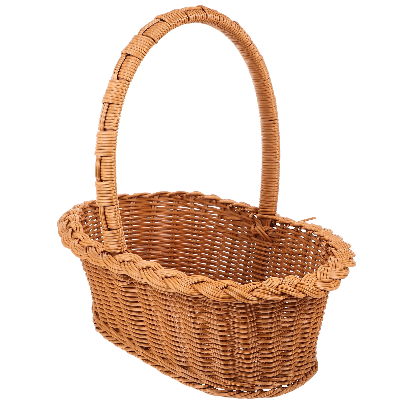 

Multi functional H held Basket for Picnic Camping Food Storage Woven Portable Fruit Container Grocery Home Office Wedding Garden