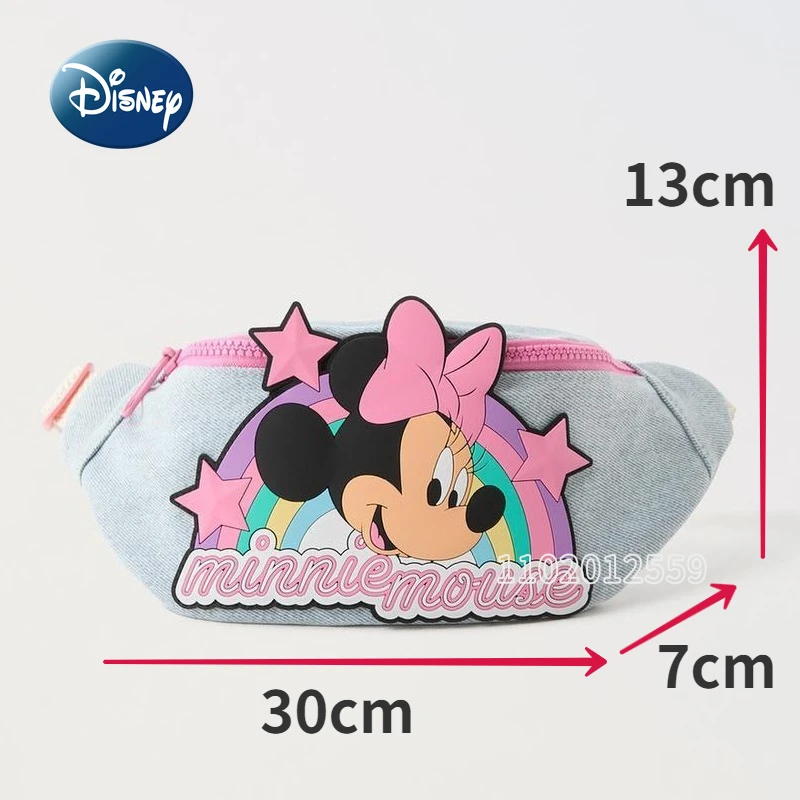 Disney-riñonera de Minnie para niña, bolso de pecho Original de marca de lujo, con dibujos animados en 3D, a la moda y de alta calidad