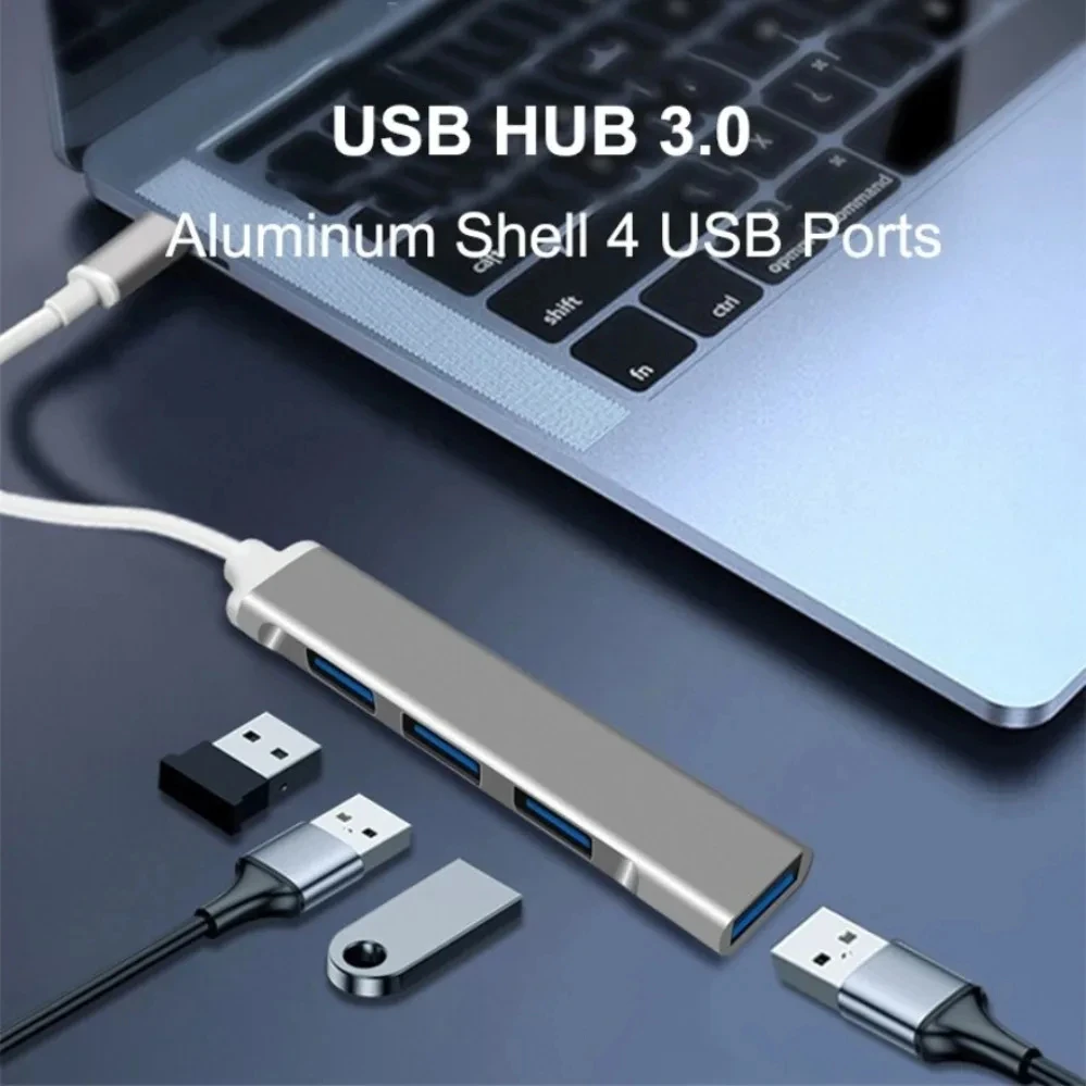 Mini USB Type C Hub 4Port Adapter USB3.1Multi Splitter 4in1 Docking Station UltraSlim SuperSpeed Aluminum For Computer Laptop PC