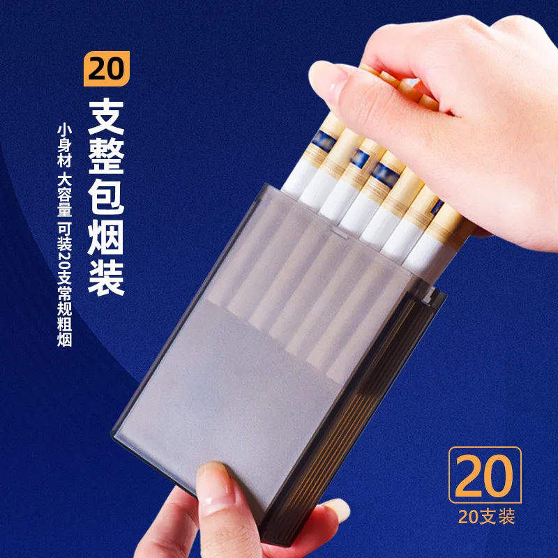 Plastic Transparent Visual Cigarette Box 20 pack For 8mm Men's portable Anti pressure Waterproof Cgarette Case Smoking Tools