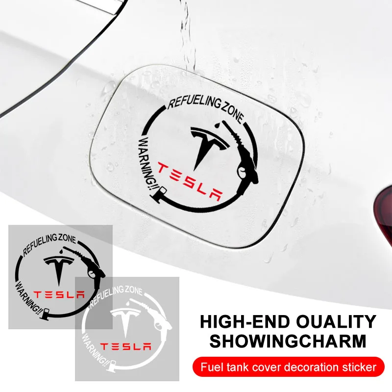 

Car Badge Vinyl Reflective Fuel Tank Cap Stickers Accessories For Tesla Model 3 Y X S Cybertruck 2021 Juguete Roadster Coil 4