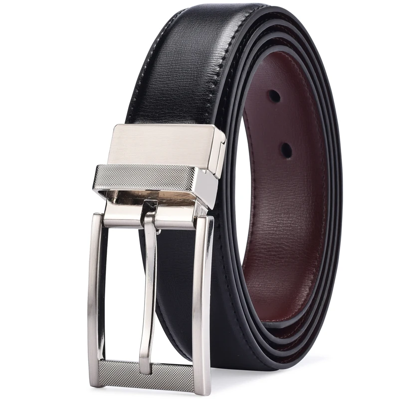 Men’s Reversible Leather Belt for Casual Golf Dress Pants Shirts, Double Style - 2 Sides