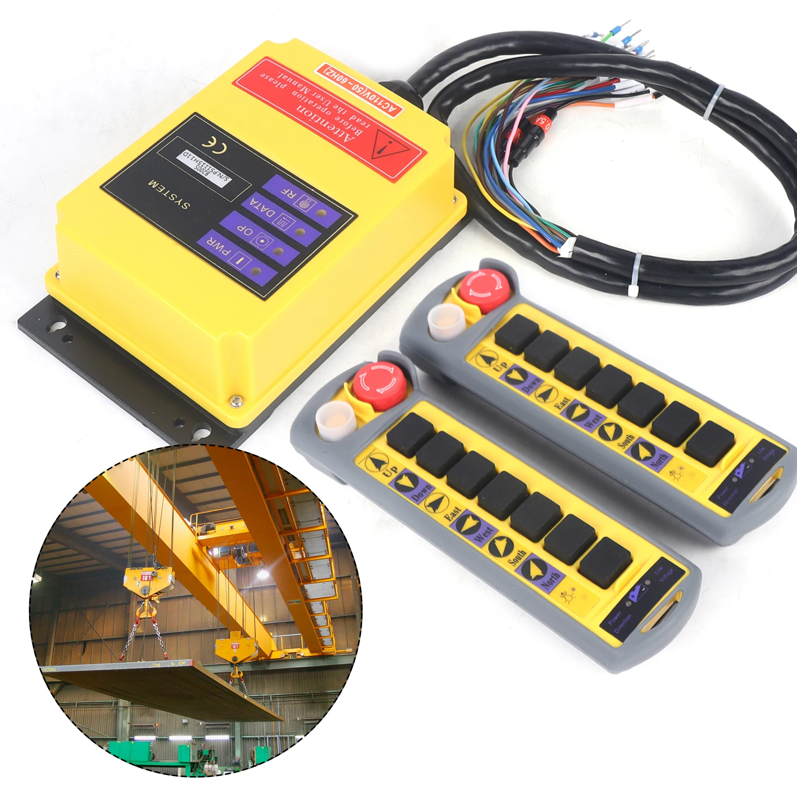 Hoist Crane Radio Remote Control System Crane Wireless Lifting Machine 2 Speed 6 Channel Control 2 Transmitter 100M Distance