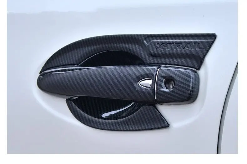 For Nissan X-Trail T32 2014-2020 X Trail XTrail Carbon Fiber Car Door Handle Bowl Cover Styling Accessories Sticker