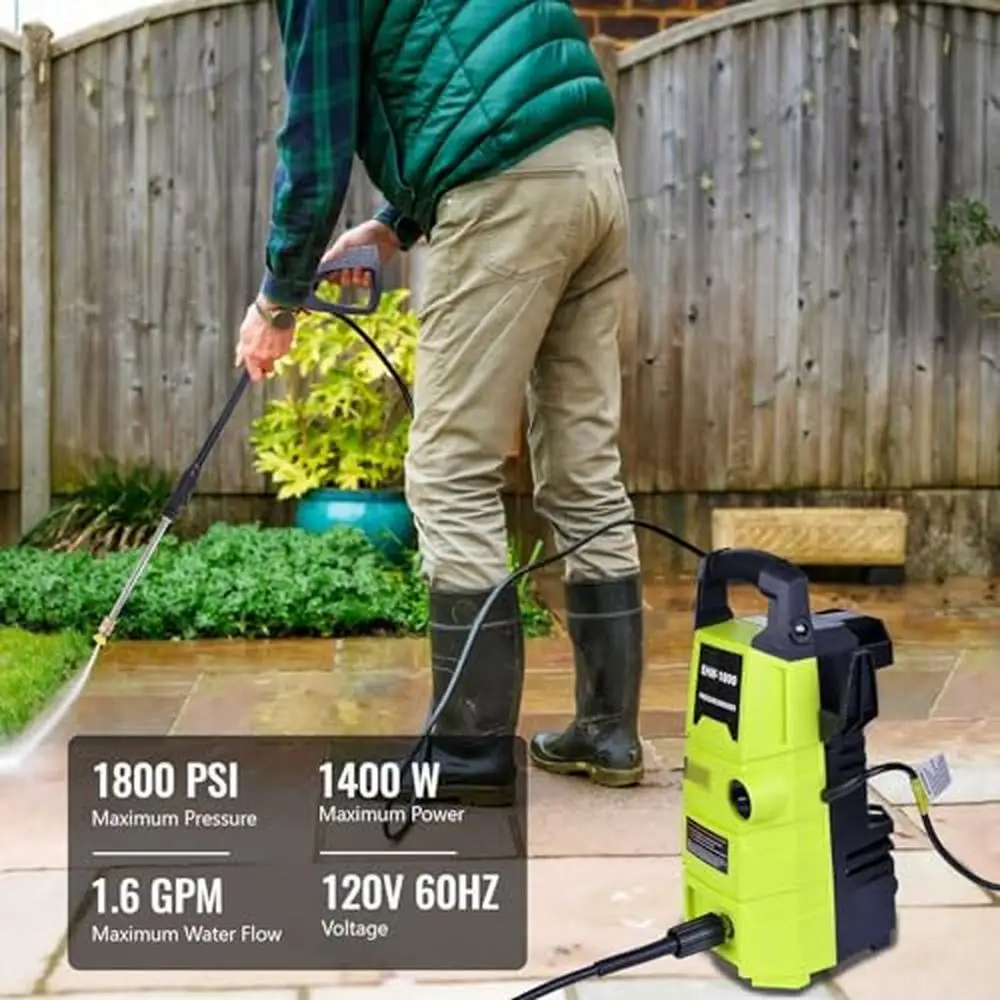 1800PSI Portable Electric Pressure Washer with 20FT Hose 35FT Power Cord Two Nozzles Soap Bottle Suitable Home & Commercial Use