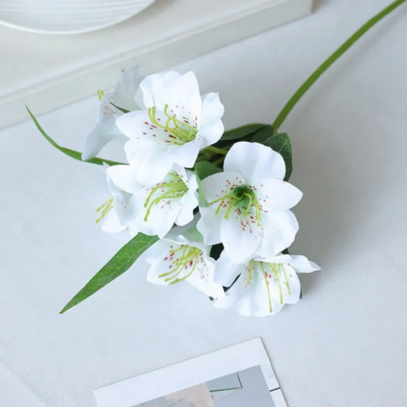 5 قطعة/المجموعة الزهور الاصطناعية 7-رئيس البوق زهرة محاكاة الزهور Flores لتزيين حديقة المنزل الزفاف