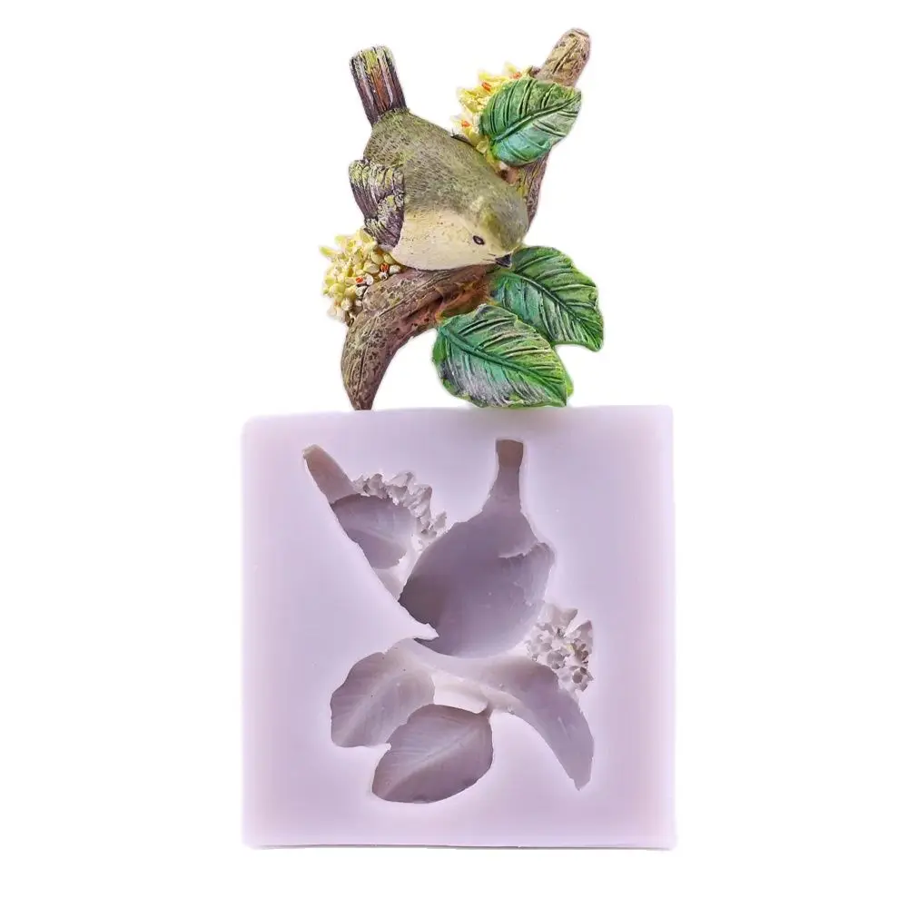 Osmanthus Tree Branches Leaf Bird Silicone Fondant Mould Garden Flower Leaves Cake Decorating Baking Chocolate Icing Mold