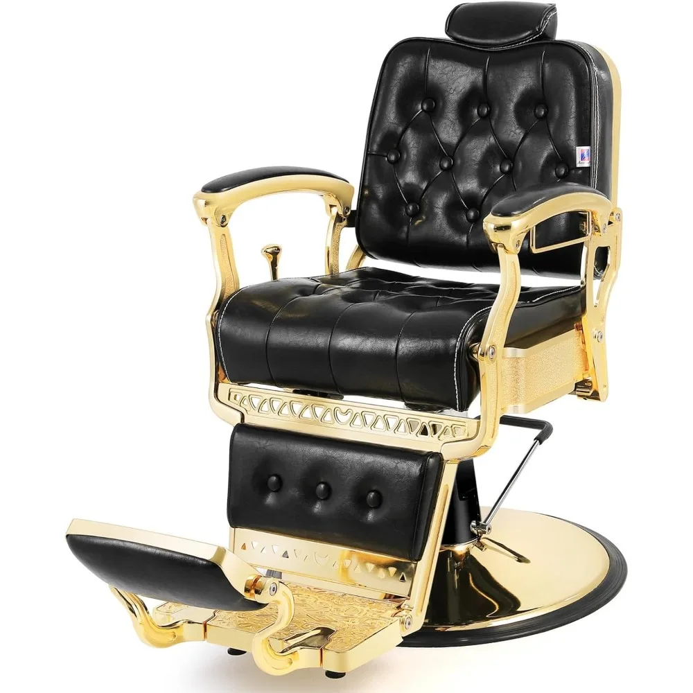 

Barber Chair All Purpose Hydraulic Recline Salon Chair Beauty Spa Vintage Barber Chair Heavy Duty Barber Chair(Gold) Salon