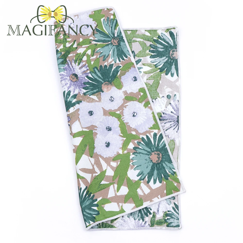 Vintage Floral Print Handkerchief 23cm 100% Cotton Hankie Women Men Wedding Party Pocket Square Gift Suit Tie Matching Accessory