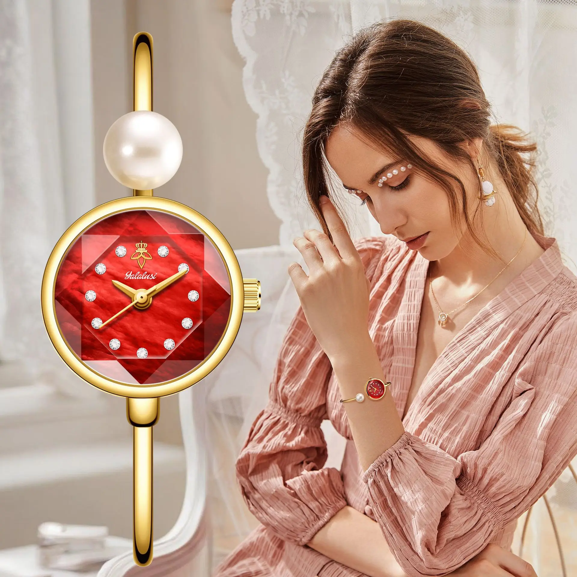 

Pearl bracelet, ladies' watch, premium luxury gift, ladies' fashionable wristwatch, popular export item