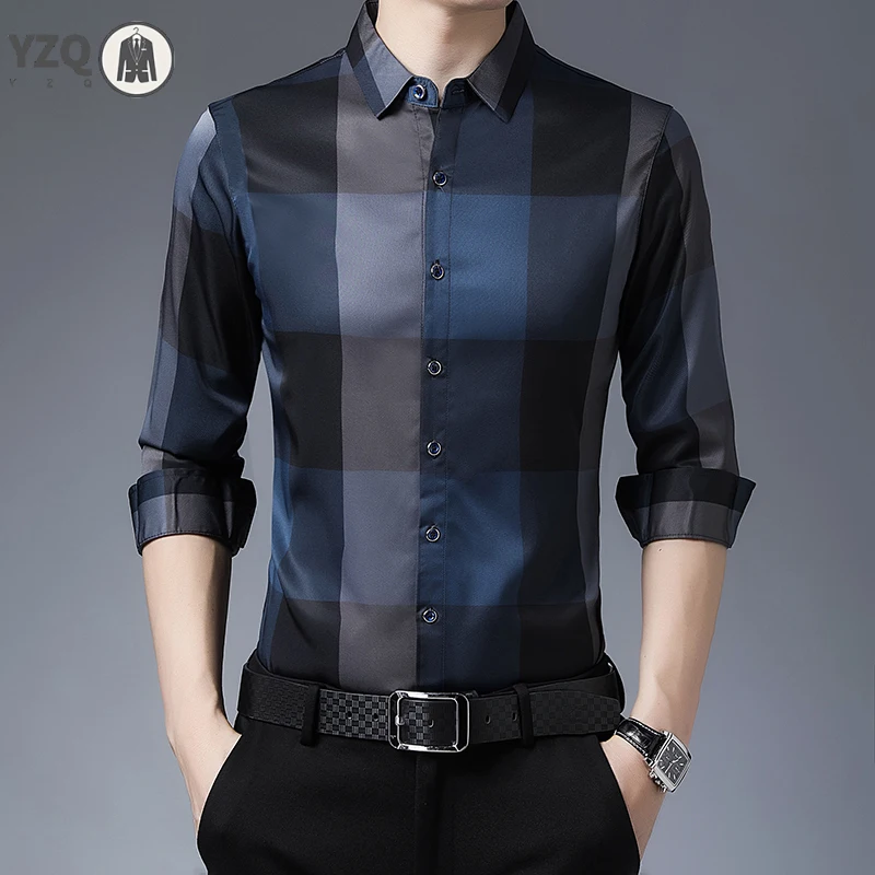 New Men\'s Casual Printed Long Sleeved Lapel Shirt for Spring and Autumn Fashion Comfortable Wrinkle Free Top Without Ironing