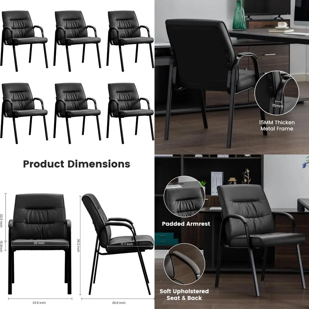 

Современный кожаный набор стульев для гостей, 6 стульев для конференц-зала для зоны ожидания, элегантные сидения для офисного стола