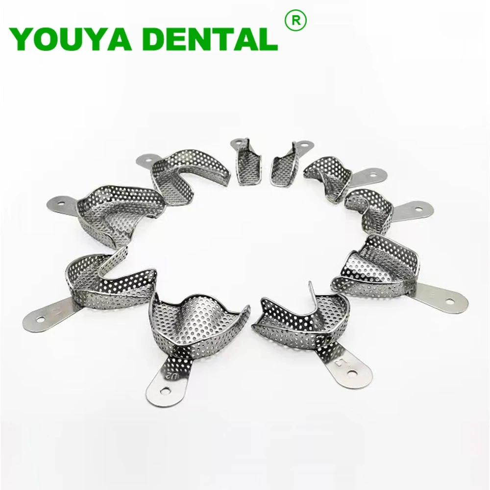 10pcs/set Dental Impression Trays Stainless Steel Teeth Holder Metal Trays Plaster Mold Tray Dentistry Instrument Dentist Tools