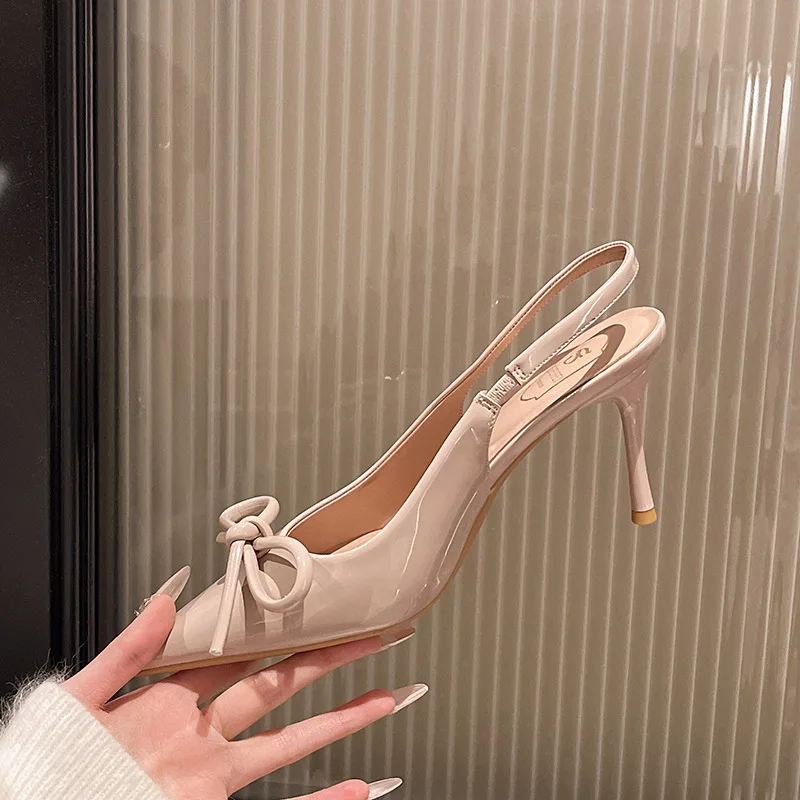 

New Summer New Slippers Women Trend Sexy Large Size Square Toe Thin Heels Shoes Ladies Casual Slippers Heel Zapatos 34-42