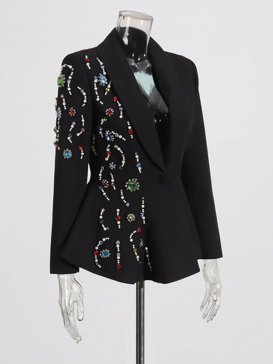 Темпераментный элегантный стильный тонкий костюм неправильной формы, лето 2021, новый цвет, инкрустированный бриллиантами дизайнерский пиджак vrouwen luxe femme