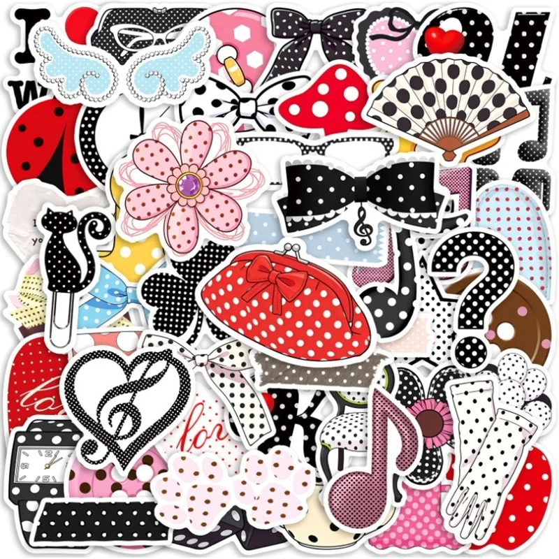 

10/30/50PCS Cartoon Dot Things PVC Sticker Aesthetic DIY Colored Decoration Phone Laptop Luggage Skateboard Graffiti Decals