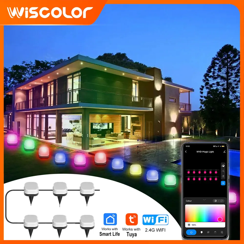 Lawn Light Outdoor RGB LED Lights Strip Wifi APP Control Garden Decorations Outdoors LED Lawn Yard Indoor Room Decor Accessories