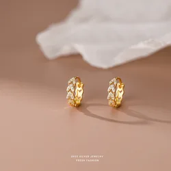 925 Sterling Silver Exquisite Inlaid Zircon Leaf Earrings for Women Temperament Jewelry Accessories