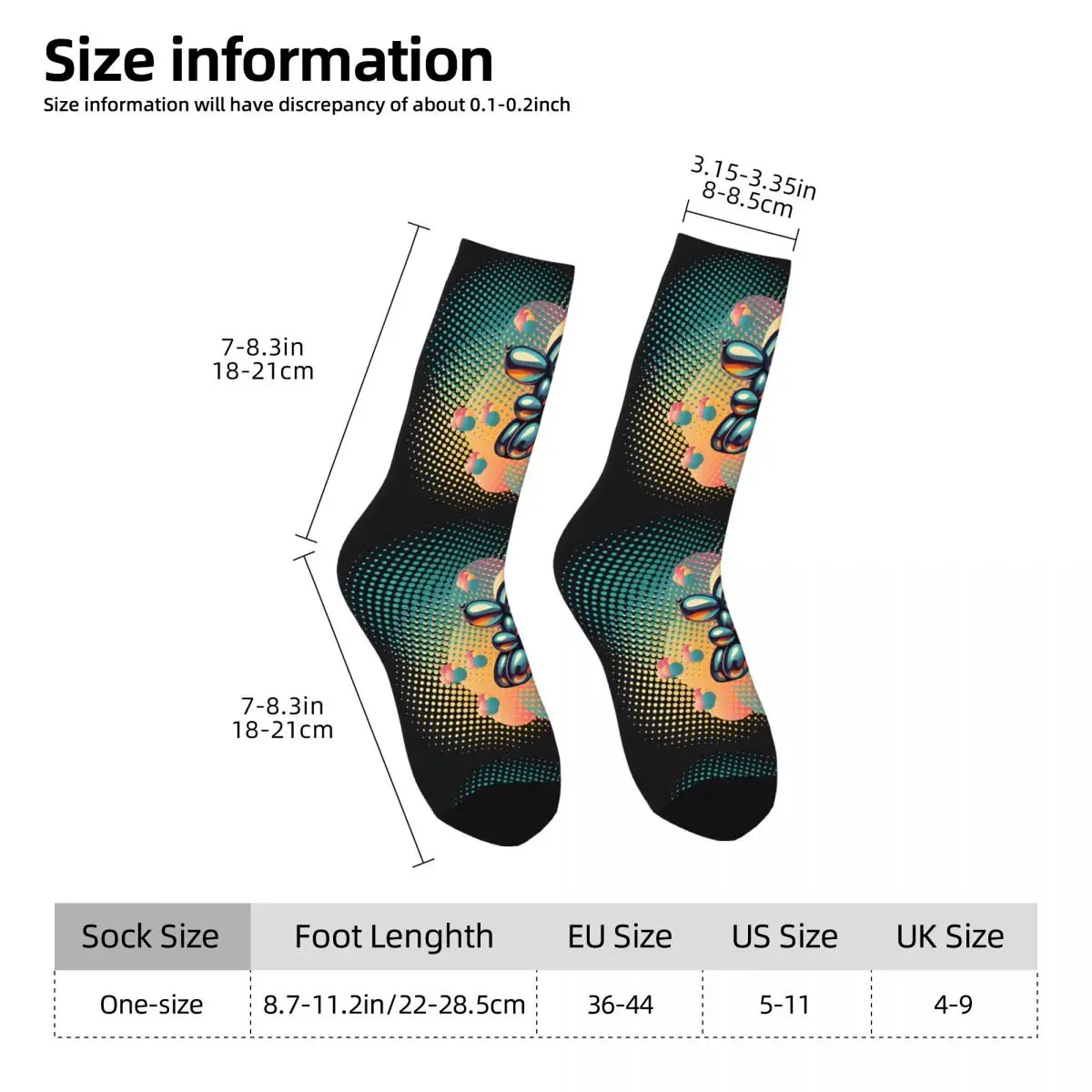 Balloon Dog Socks Gym 3D Print Boy Girls Mid-calf Sock