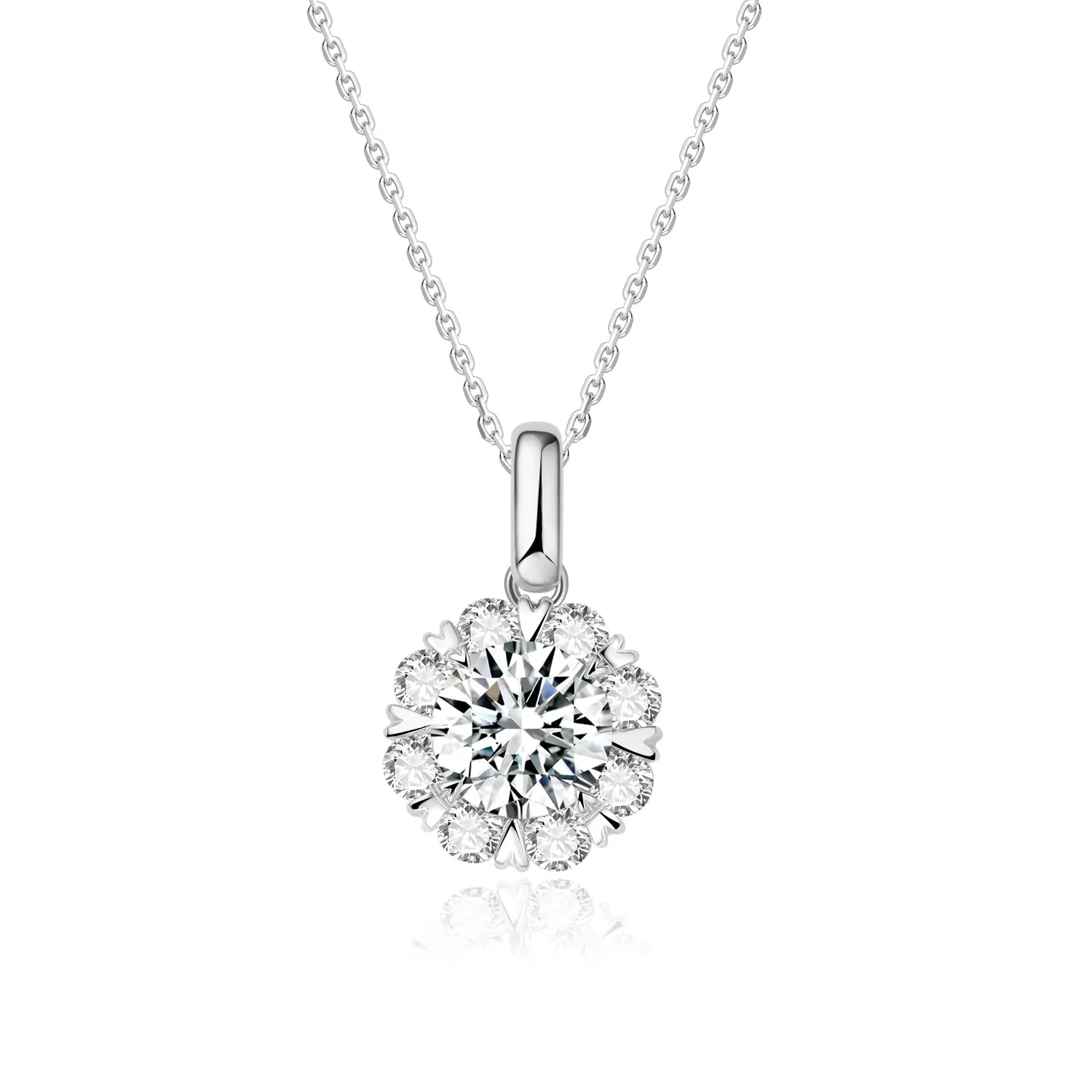 

NGIC/NGTC 0.5/0.6/1ct Sunflower Lab Grow Diamonds Pendant 18K White Gold Necklace Pendant Elegant Boutique Jewelry