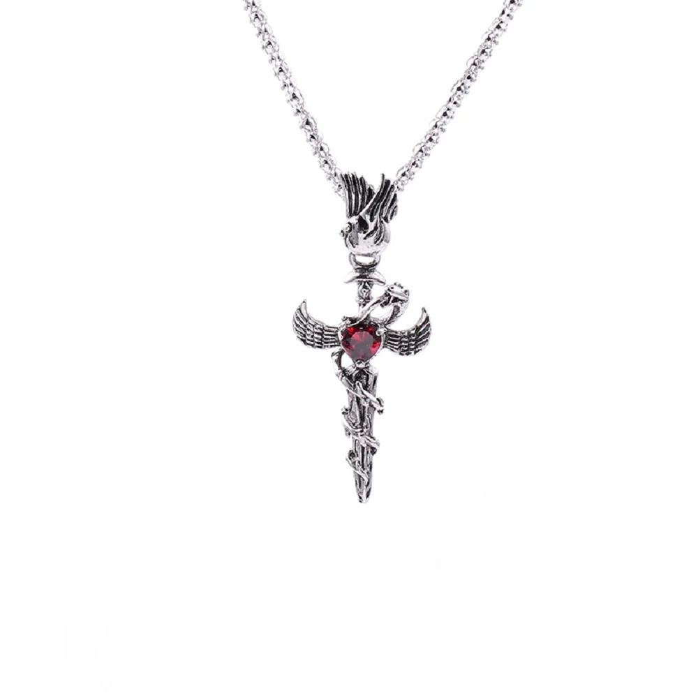 Snake Wing Cross sword Alloy Jewelry Pendant Necklace for Man Chain Gothic Fancy Man With Gift