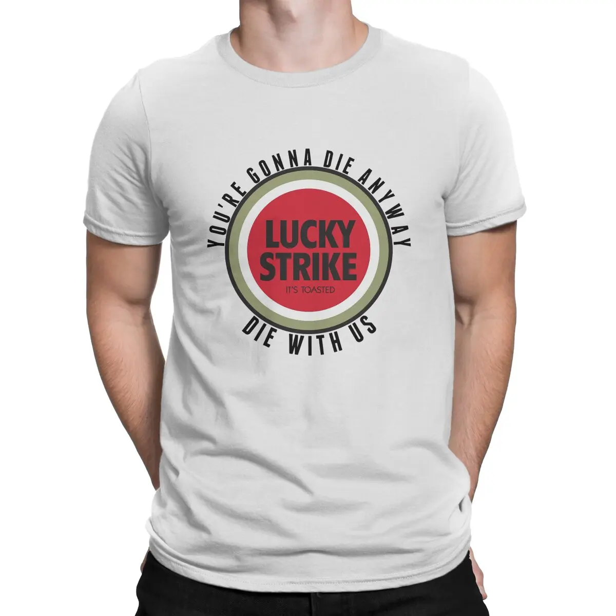 

Lucky Strike T Shirts for Men Cotton Vintage T-Shirts Round Collar Mad Men TV Tees Short Sleeve Clothes Summer