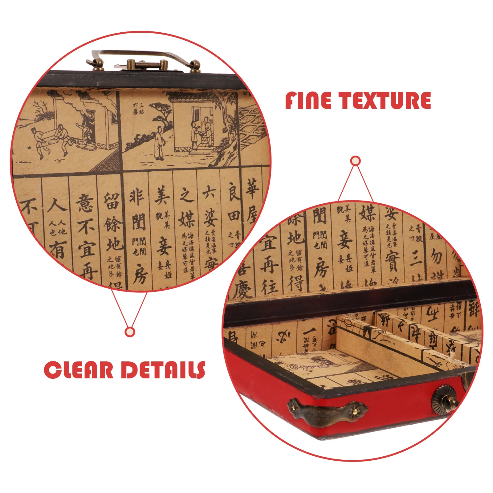 

Chinese Mahjong Box Vintage Wooden Storage Container Rectangle Design Portable Mahjong Tiles Box for Gifts Wooden Container