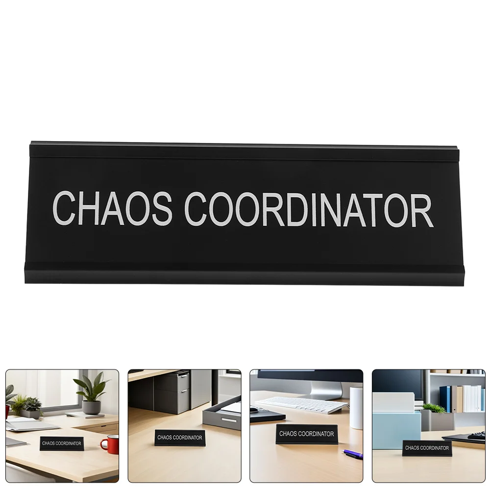 

L-Shaped Aluminum Alloy Mediator Desk Plaque Funny Office Sign Chaos Coordinator Decorative Black Home Office Accessory