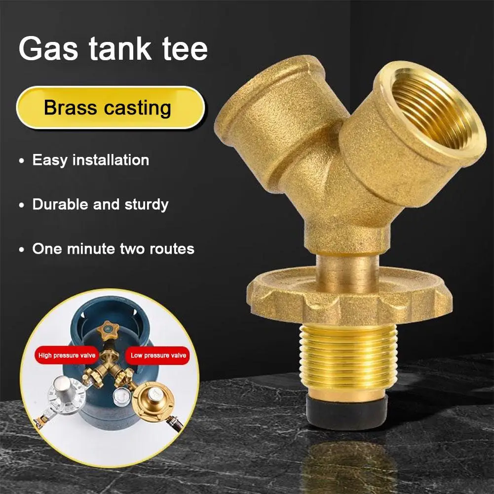 Three-way Connector Brass Gas Canister Junction Gas Bottle Valves High Pressure Regulator Gas Bottle For Canisters Gas Bott A9V9