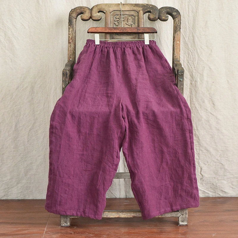 

Women Casual Harem Pants New Arrival 2025 Spring Vintage Style Solid Color Loose Comfortable Female Cotton Linen Pants M473