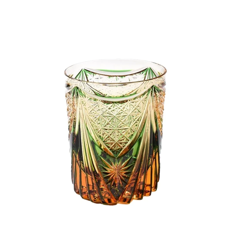 Edo cut amber green thousand sails light luxury imported Czech handmade crystal whiskey foreign wine cup