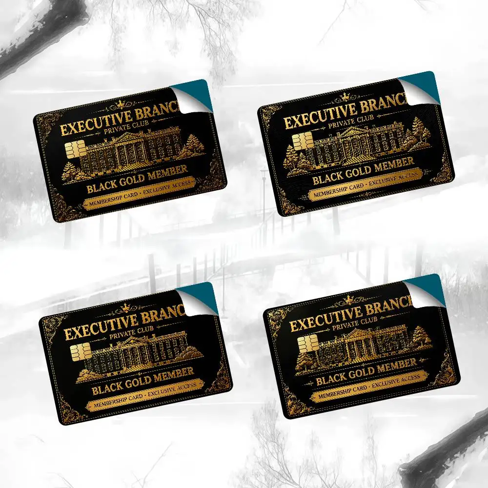 Black Gold Member VIP Bank Credit Cards Bus Pass Stickers Cool Decoration Waterproof 4PCS Card