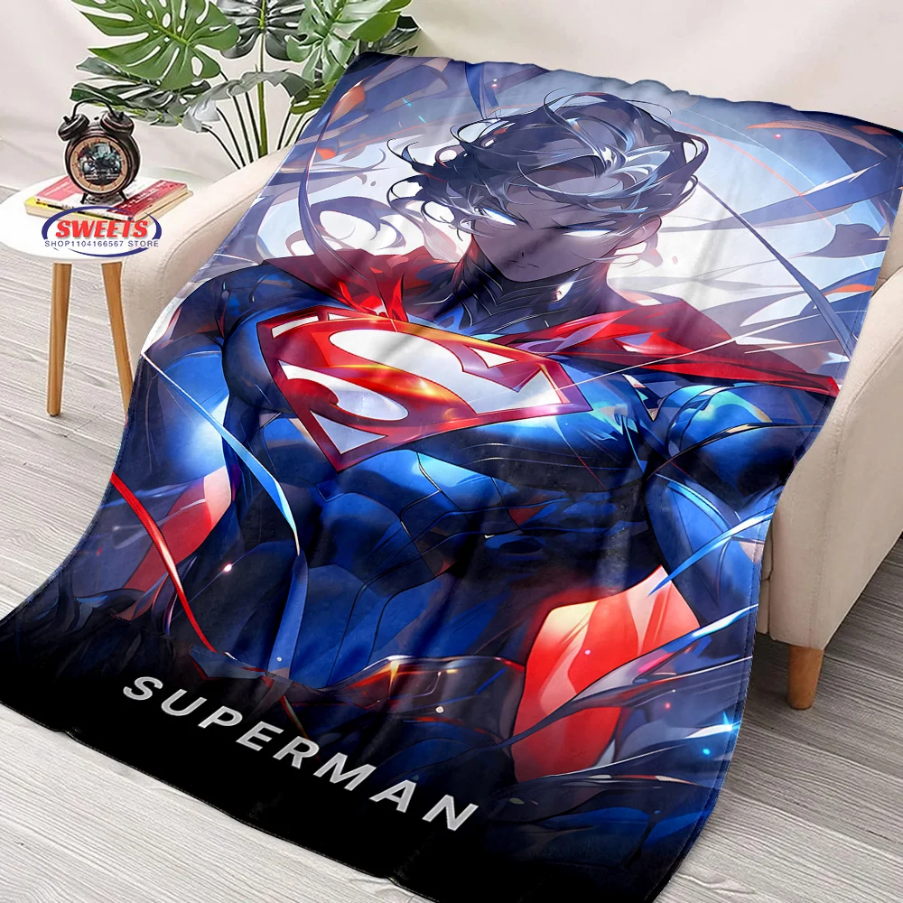 New Arrive！3D Unique Superman Flannel Art Blanket Throw Sofa Bed Cover Four Season Fluffy Quilt Blanket Outdoor Leisure Nap Gift